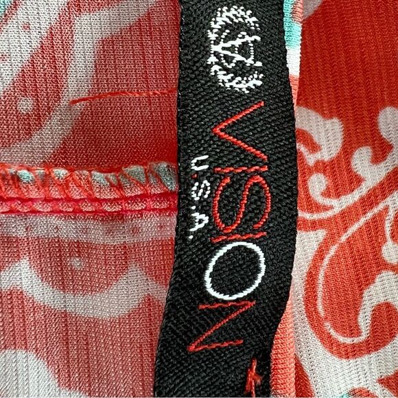 Vision Paisley Floral A-Line Pocket salmon Blue Dress Size Small - Picture 6 of 12